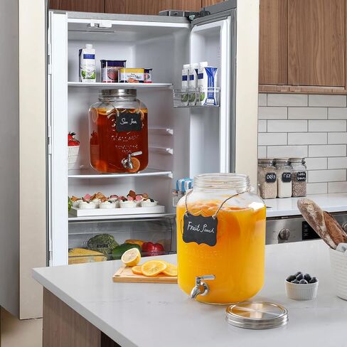 2 Gallon Glass Beverage Dispenser with Stand and Lid, 18/8 Stainless Steel Spigot - Glass Drink Dispensers for Parties - Mason Jar Drink Dispensers with Lids in Saudi Arabia