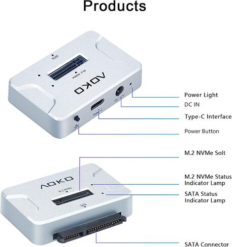 M.2 SATA/NVMe to USB Docking Station,Hard Drive Reader Adapter, External M.2 SSD Enclosure for M.2 PCIe NVMe and SATA SSDs, Compatible with SATA III HDD/SSD (M.2 SATA/NVMe/SD Read) in Saudi Arabia
