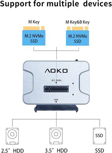 M.2 SATA/NVMe to USB Docking Station,Hard Drive Reader Adapter, External M.2 SSD Enclosure for M.2 PCIe NVMe and SATA SSDs, Compatible with SATA III HDD/SSD (M.2 SATA/NVMe/SD Read) in Saudi Arabia