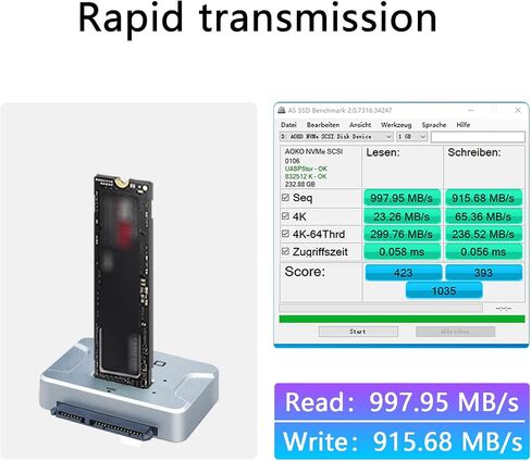 M.2 SATA/NVMe to USB Docking Station,Hard Drive Reader Adapter, External M.2 SSD Enclosure for M.2 PCIe NVMe and SATA SSDs, Compatible with SATA III HDD/SSD (M.2 SATA/NVMe/SD Read) in Saudi Arabia