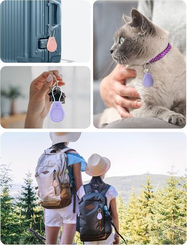 AirTag Keychain Holder 4 Pack - Upgraded Premium PC Airtag Case with Metall Wire Cable, IPX8 Waterproof & Ultra Durable, Airtag Accessories for Pet Collars, Luggage, Kids, Bicycles, Suitcases, Scooter in Saudi Arabia