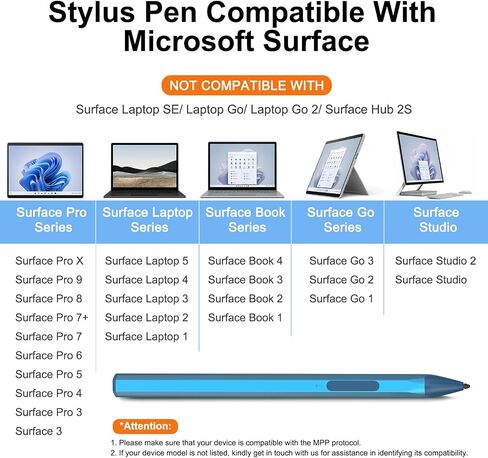 Stylus Pen for Microsoft Surface Pro 9/X/8/7/6/5/4/3,Surface Go/Go2/Go3,Book4/3/2,Surface Laptop/Studio (Black) in Saudi Arabia