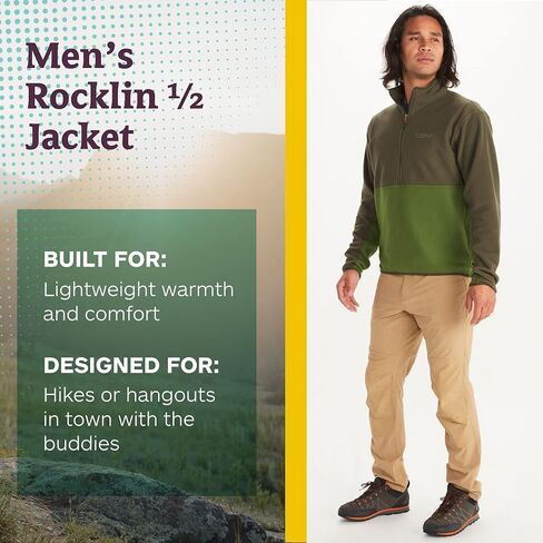 سترة MARMOT الرجالية Rocklin 1/2 بسحاب - كلاسيكية، دافئة، خفيفة الوزن بطبقة من الصوف 100 وزن in Saudi Arabia