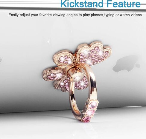 Finger Ring Stand, 2 Pack Luxury Glitter Diamond Universal Metal Smartphone Finger Ring Grip Holder Kickstand for iPhone/iPad/Samsung/HTC/Nokia/Cellphones/Tablet,Round[White+Pink] in Saudi Arabia