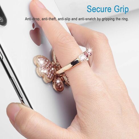 Finger Ring Stand, 2 Pack Luxury Glitter Diamond Universal Metal Smartphone Finger Ring Grip Holder Kickstand for iPhone/iPad/Samsung/HTC/Nokia/Cellphones/Tablet,Round[White+Pink] in Saudi Arabia