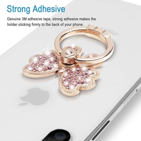 Finger Ring Stand, 2 Pack Luxury Glitter Diamond Universal Metal Smartphone Finger Ring Grip Holder Kickstand for iPhone/iPad/Samsung/HTC/Nokia/Cellphones/Tablet,Round[White+Pink] in Saudi Arabia