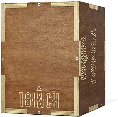 صندوق Plyo الخشبي من Yes4All - عتيق - إسبرسو - 16 × 14 × 12 + حزام حلقة المقاومة in Kuwait
