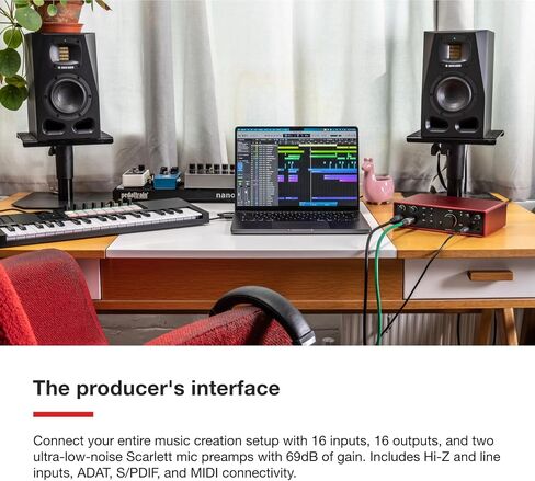 Focusrite Scarlett 16i16 4th Gen USB Audio Interface, for Songwriting, Music Production, Recording, and Podcasting — High-Fidelity, Studio Quality Recording, and All the Software You Need to Record in Saudi Arabia