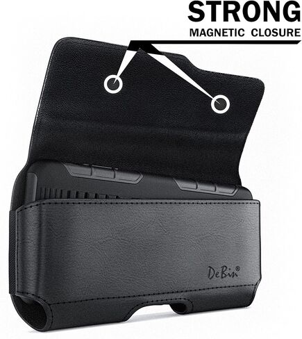 حافظة De-Bin لهاتف Galaxy S24، iPhone 15، 15 Pro، 14، 13، 12، 11، X، Xs، 10 حافظة حامل حزام الهاتف الخلوي مع غطاء مغناطيسي لمشبك الحزام، تناسب الهاتف المحمول مع حافظة Otterbox Commuter، أسود in Kuwait