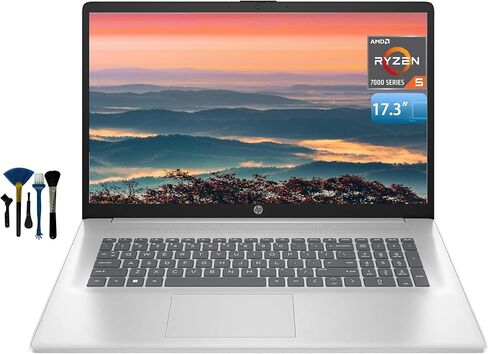 HP 17 Laptop, 17.3" FHD Display, 32GB RAM, 1TB SSD, AMD Ryzen 5 Processor(Beats i7-1165G7, Up to 4.3GHz), Webcam, Numeric Keypad, Long Battery Life, Windows 11 Home, Alpacatec Accessories, Silver in Saudi Arabia