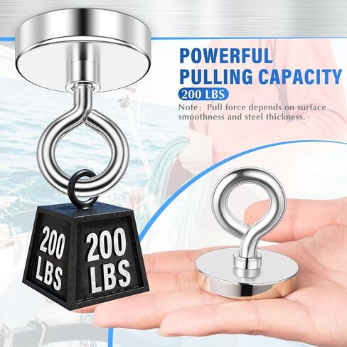 Fishing Magnet, 700 lbs Strong Heavy Duty Magnet with Hooks | Strong Magnets, 3 in Diameter, Single-Sided Design for Tool Room, Hanging Heavy Items, Fishing in Saudi Arabia