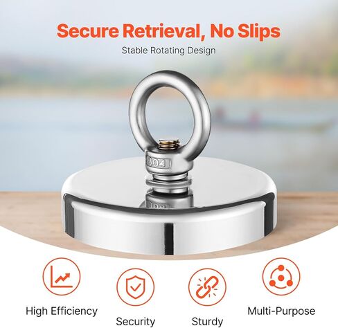 VEVOR Fishing Magnet, 1000 LBS Pulling Force Super Strong Neodymium Fishing Magnet with Lifting Eye-Bolt, 2.72in Rare Earth Magnet for Retrieving in River, Magnetic Fishing, Heavy Hanging in Saudi Arabia