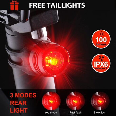 Victagen Bike Lights 5000 Lumens 3LED Bike Lights for Night Riding, Super Bright Bike Light Front and Back, USB Rechargeable Bike Headlight, 6 Modes Bike Headlight, for Adult Bike MTB ebike Lights in Kuwait