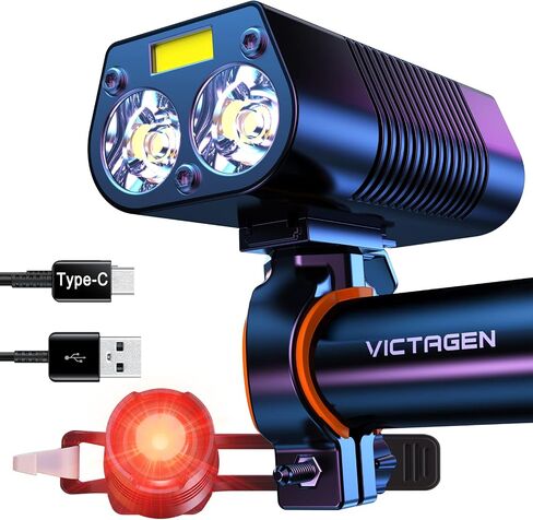 Victagen Bike Lights 5000 Lumens 3LED Bike Lights for Night Riding, Super Bright Bike Light Front and Back, USB Rechargeable Bike Headlight, 6 Modes Bike Headlight, for Adult Bike MTB ebike Lights in Kuwait