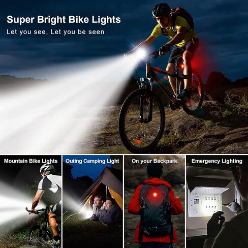 Victagen Bike Lights 5000 Lumens 3LED Bike Lights for Night Riding, Super Bright Bike Light Front and Back, USB Rechargeable Bike Headlight, 6 Modes Bike Headlight, for Adult Bike MTB ebike Lights in Kuwait