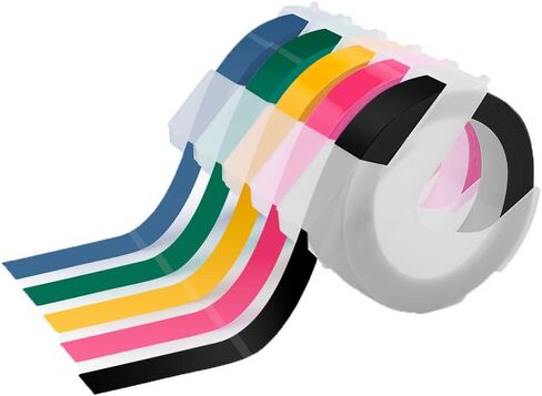 Oozmas Embossing Tape 1/2 Inch Replacement for Dymo Embossed Label Tape 1/2 Inch 12mm 3D Plastic Emboss Labels White Print on Black Compatible with DM1595 Organizer Xpress Pro, 5 Pack in Saudi Arabia