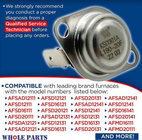 الأجزاء الكاملة لمفتاح الحد من درجة الحرارة العالية للفرن رقم 31091 - بديل ومتوافق مع بعض أفران Dometic وAtwood وMC وHydroFlame - ضمان لمدة عامين in Kuwait