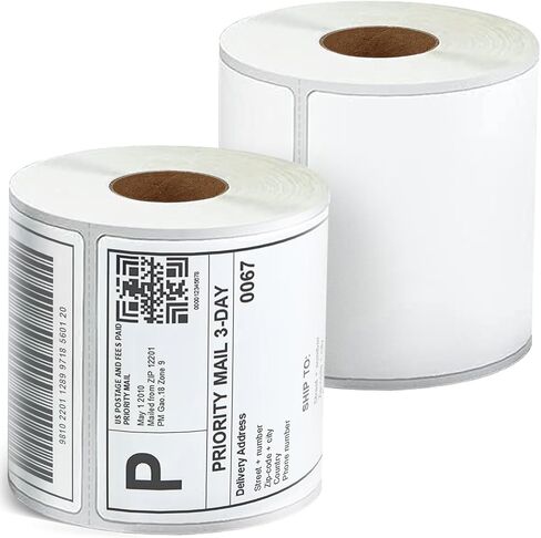 4x6 Thermal Labels, 2 Roll, Direct Thermal Stickers with Perforated, 220 Labels/Roll, Compatible with Rollo, Jadens, Zebra, Datamax, Fargo, Sato, Eltron Desktop Thermal Printer in Saudi Arabia