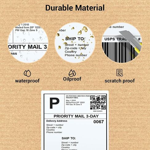 4x6 Thermal Labels, 2 Roll, Direct Thermal Stickers with Perforated, 220 Labels/Roll, Compatible with Rollo, Jadens, Zebra, Datamax, Fargo, Sato, Eltron Desktop Thermal Printer in Saudi Arabia