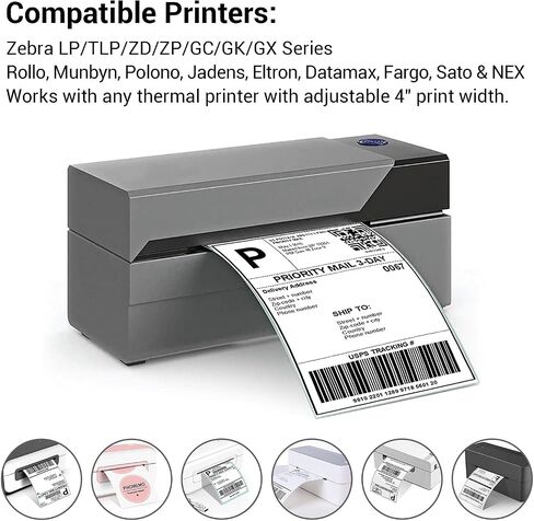 4x6 Thermal Labels, 2 Roll, Direct Thermal Stickers with Perforated, 220 Labels/Roll, Compatible with Rollo, Jadens, Zebra, Datamax, Fargo, Sato, Eltron Desktop Thermal Printer in Saudi Arabia