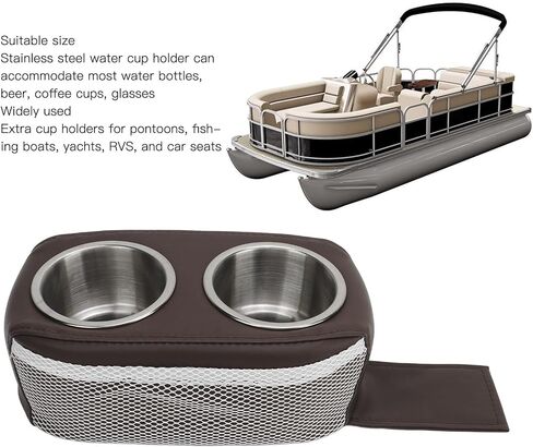 Pissente Pontoon Cup Holder, Marine Cup Holder with Double Stainless Steel Cup Holder Portable Drink Bottle Holder Boat Cup Holders for RV Yachet Car Pontoons Cruisers Fishing Boats in Saudi Arabia