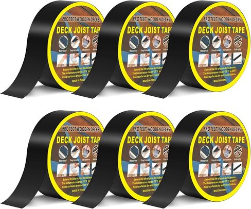 Joist Tape for Decking 2 Inches x 50 Feet, 6 Pack Waterproof Butyl Sealant Adhesive Tape, 2" x 50’ Weather Sealing Flashing Tape, Anti Corrosion Butyl Joist Tape for Wood Decks, Beams, Roof (6 Pack) in Saudi Arabia