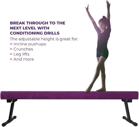 شعاع توازن فائق البساطة قابل للتعديل والطي بطول 6 أقدام، معدات الجمباز ذات شعاع عالي ومنخفض من جلد الغزال، لا تتطلب أداة، شعاع الجمباز للتدريب والتدريب المنزلي الاحترافي in Kuwait