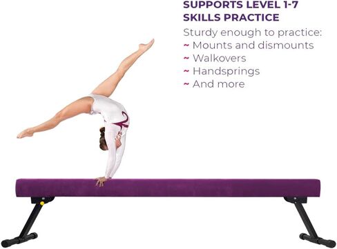 شعاع توازن فائق البساطة قابل للتعديل والطي بطول 6 أقدام، معدات الجمباز ذات شعاع عالي ومنخفض من جلد الغزال، لا تتطلب أداة، شعاع الجمباز للتدريب والتدريب المنزلي الاحترافي in Kuwait