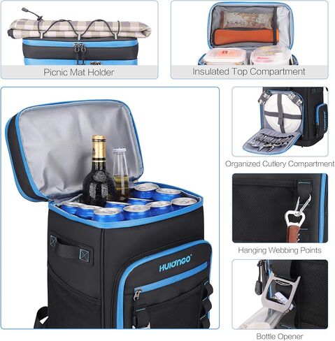 30L Large Cooler Backpack, Leakproof Insulated Backpack Cooler for Women, Waterproof, Double Deck, Beige in Saudi Arabia