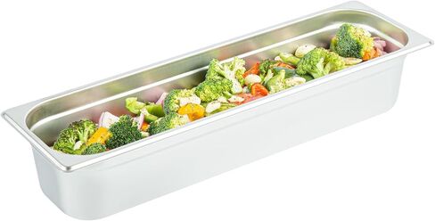 Restaurantware-Kitchen Tek مقالي طاولة بخار طويلة بحجم 1/2، 6 مقالي بخار مضادة للمربى - تباع الأغطية بشكل منفصل، عمق 4 بوصات، مقالي فندق من الفولاذ المقاوم للصدأ مقاس 24، قابلة للتجميد، لمناسبات تقديم الطعام والحفلات in Saudi Arabia