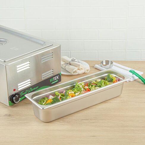 Restaurantware-Kitchen Tek مقالي طاولة بخار طويلة بحجم 1/2، 6 مقالي بخار مضادة للمربى - تباع الأغطية بشكل منفصل، عمق 4 بوصات، مقالي فندق من الفولاذ المقاوم للصدأ مقاس 24، قابلة للتجميد، لمناسبات تقديم الطعام والحفلات in Saudi Arabia