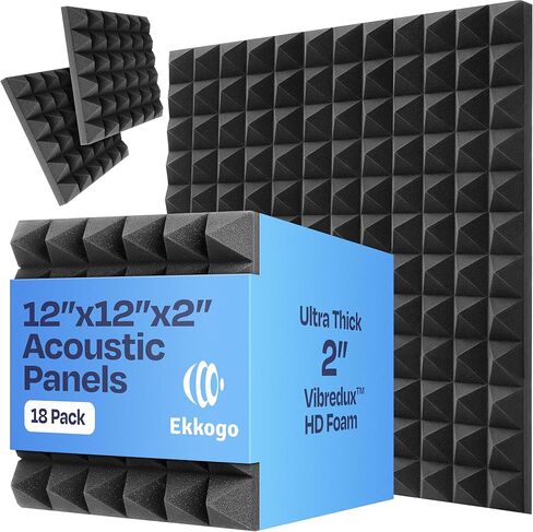 18-Pack Sound Proof Foam Panels for Walls 12X12X2" Acoustic Panels Pyramid Style Sound Panels for Studio and Home Noise Reduction with Vibredux HD in Saudi Arabia