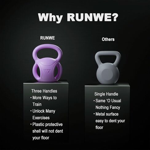 RUNWE 3 Handle Kettlebells Weight - Weight for Women Options 5, 10, 15 and 20 LB for Russian Twists AB Exercise, Weightlifting and Core Fitness Exercise Home Gym [Single in Sold] in Saudi Arabia