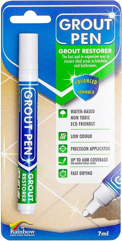 Grout Pen White Tile Paint Marker: Waterproof Grout Paint, Tile Grout Colorant and Sealer Pen - White, Narrow 5mm Tip (7mL) in Kuwait