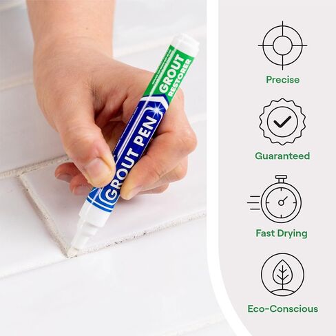 Grout Pen White Tile Paint Marker: Waterproof Grout Paint, Tile Grout Colorant and Sealer Pen - White, Narrow 5mm Tip (7mL) in Kuwait