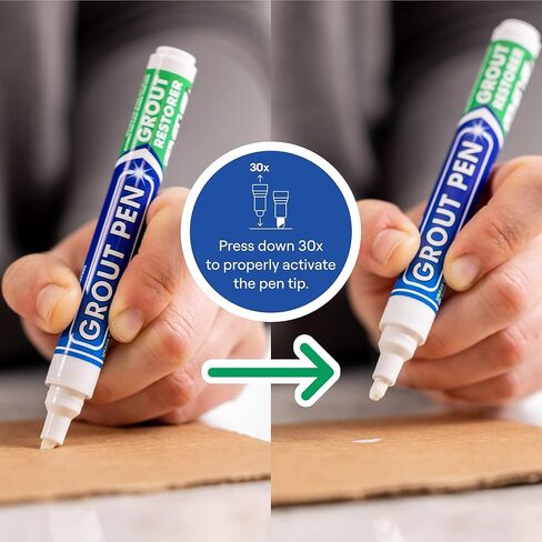 Grout Pen White Tile Paint Marker: Waterproof Grout Paint, Tile Grout Colorant and Sealer Pen - White, Narrow 5mm Tip (7mL) in Kuwait