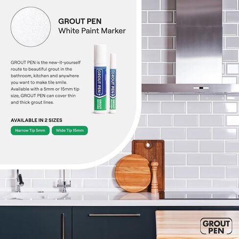 Grout Pen White Tile Paint Marker: Waterproof Grout Paint, Tile Grout Colorant and Sealer Pen - White, Narrow 5mm Tip (7mL) in Kuwait