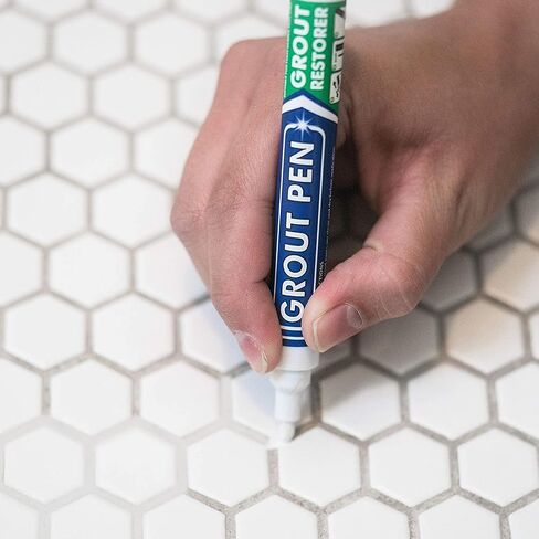 Grout Pen White Tile Paint Marker: Waterproof Grout Paint, Tile Grout Colorant and Sealer Pen - White, Narrow 5mm Tip (7mL) in Kuwait