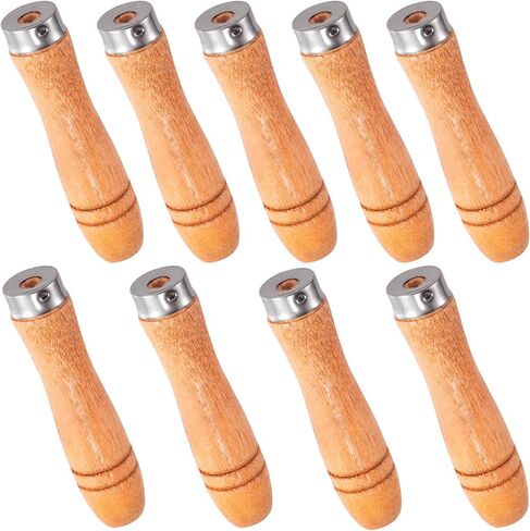 4 PCS Wooden File Handles with Strong Metal Collars, Medium Wooden Handle for 6"-8" File and Large Wood Handle for 10"-12" File, Screwdriver Hand Drill File Handle in Saudi Arabia