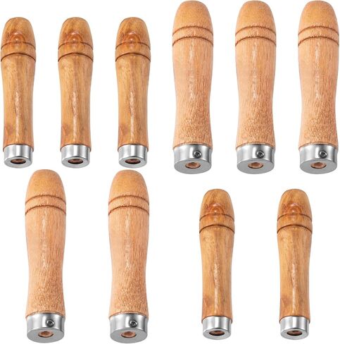 4 PCS Wooden File Handles with Strong Metal Collars, Medium Wooden Handle for 6"-8" File and Large Wood Handle for 10"-12" File, Screwdriver Hand Drill File Handle in Saudi Arabia