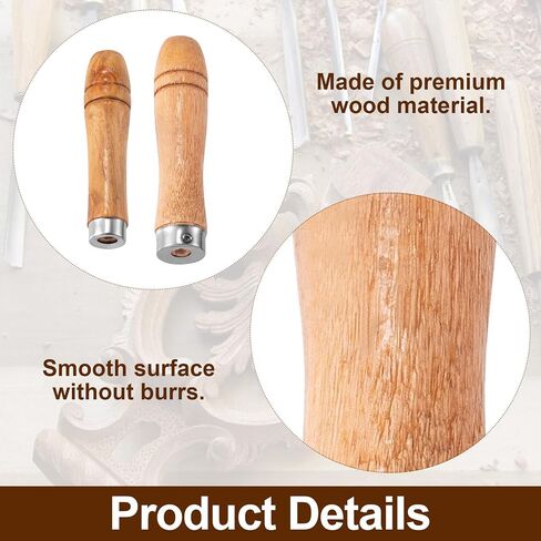 4 PCS Wooden File Handles with Strong Metal Collars, Medium Wooden Handle for 6"-8" File and Large Wood Handle for 10"-12" File, Screwdriver Hand Drill File Handle in Saudi Arabia