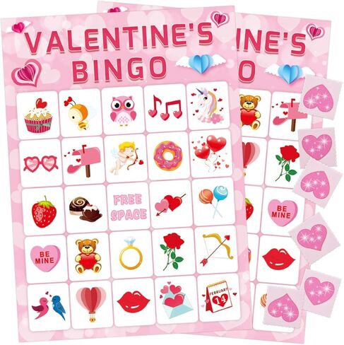 Valentine's Day Bingo Game for Kids 24 Players Valentine Party Game in Kuwait