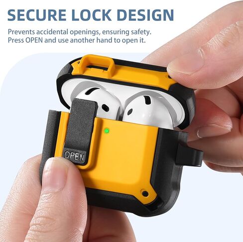 Charlam for AirPods 4 Case, Full Drop Protection with Secure Lock Design for Apple AirPods 4 Case Cover with Cleaning Kit & Keychain, Shockproof AirPods 4th Generation Case(2024) for Men Women, Black in Kuwait