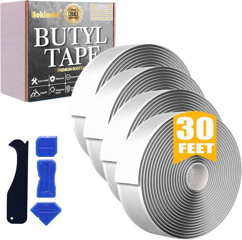 Butyl Seal Putty Tape White 1 Inch x 30 Feet, 4 Roll White Butyl Sealant Tape Perfect Butyl Tape Bulk for RV Roofing Patching Automotive Window Repair, Boat Sealing Glass and EDPM Rubber in Saudi Arabia