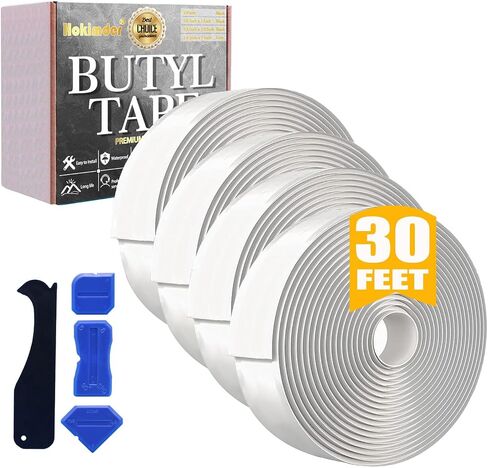 Butyl Seal Putty Tape White 1 Inch x 30 Feet, 4 Roll White Butyl Sealant Tape Perfect Butyl Tape Bulk for RV Roofing Patching Automotive Window Repair, Boat Sealing Glass and EDPM Rubber in Saudi Arabia