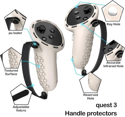 Silicone Cover Set Compatible with Oculus/Meta Quest 3,VR Accessories Silicone Protective Cover Hard Shell Includes Controller Grips,Front Shell Headset Cover and Face Cover(White) in Saudi Arabia