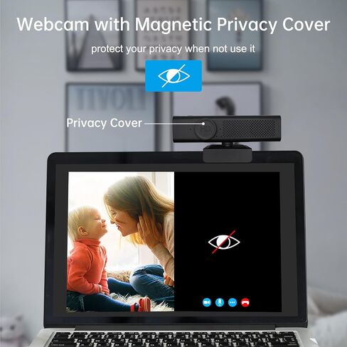 USB Webcam for PC Laptop with Microphone and Light, Full HD 1080P Web Cam, 120° Wide Angle View Camera, Automatic Low Light Correction, for Streaming Video Calls Conference in Saudi Arabia