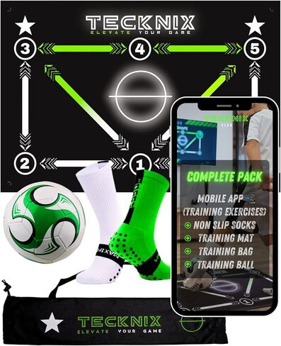Soccer Training mat with app - Soccer Dribble Trainer for Kids- Soccer Skills Training Equipment - Indoor Soccer Training Game - Ideal Gift Set with Non-Slip Socks and Ball. in Saudi Arabia
