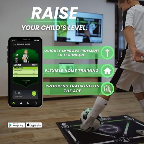 Soccer Training mat with app - Soccer Dribble Trainer for Kids- Soccer Skills Training Equipment - Indoor Soccer Training Game - Ideal Gift Set with Non-Slip Socks and Ball. in Saudi Arabia