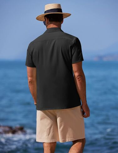 COOFANDY Men's Casual Vintage Bowling Shirt Untucked Short Sleeve Button Down Summer Beach Shirts in Saudi Arabia